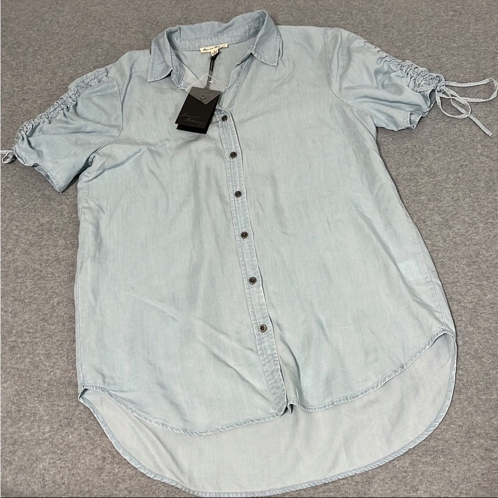 Jane And Delancey Chambray Top Small Coastal Western Button Front Longline